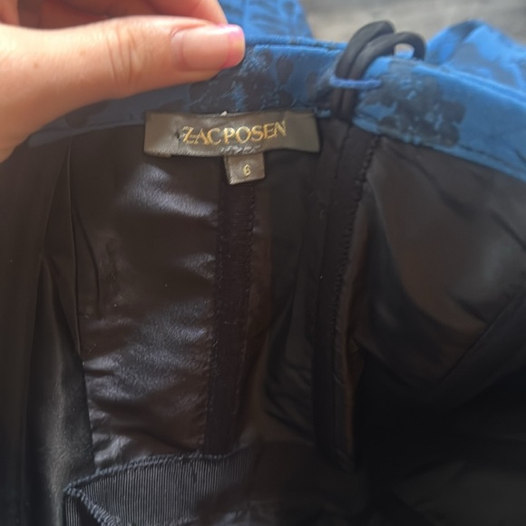 Zac Posen Floral Blue & Black Strapless Strings on Inside Dress Size 6 - Picture 8 of 8